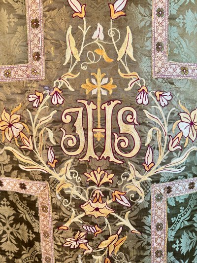 Chasuble stole and purse - green and gold - Late 19th century