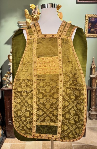 Chasuble stole and purse - green and gold - Late 19th century