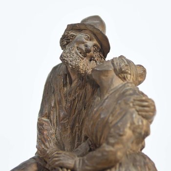 Terracotta Sculpture Representing Paul And Virginia XIXth century