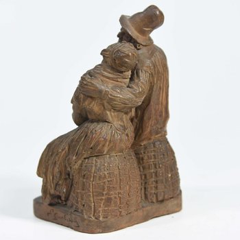 Terracotta Sculpture Representing Paul And Virginia XIXth century