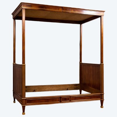 Parisian canopy bed - Louis XVI style - Mahogany and gilt bronze - circa 1850