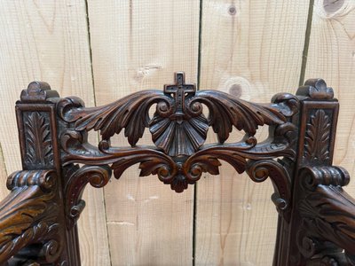 Trône d'évêque – Style Renaissance / Louis XIII – Bois sculpté – XIXe