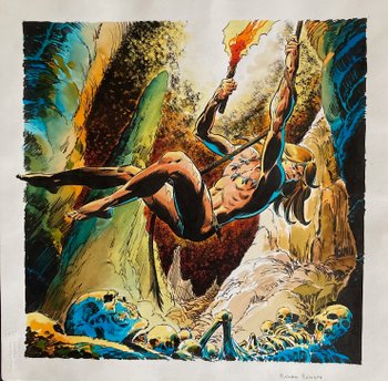 Enrique ROMERO (1930) - RAHAN - Color gouache and Indian ink signed - 1982