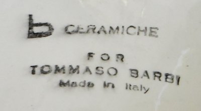 Tommaso Barbi pour B. Ceramiche - Important vase avec sa colonne en céramique imitant le marbre