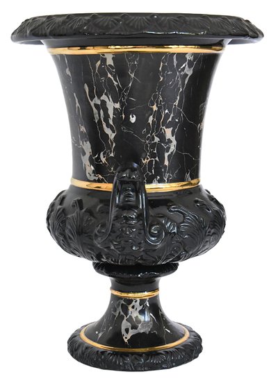 Tommaso Barbi pour B. Ceramiche - Important vase avec sa colonne en céramique imitant le marbre