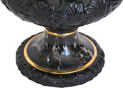 Tommaso Barbi pour B. Ceramiche - Important vase avec sa colonne en céramique imitant le marbre