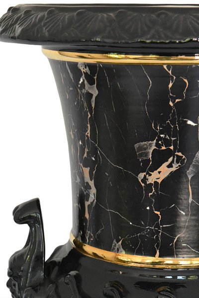 Tommaso Barbi pour B. Ceramiche - Important vase avec sa colonne en céramique imitant le marbre