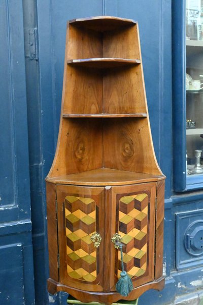 Louis XVI period veneered corner cupboard