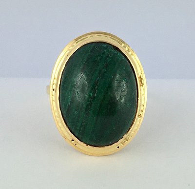 Bague Cabochon De Malachite Sur Or Jaune