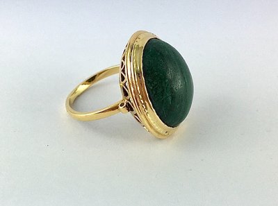 Bague Cabochon De Malachite Sur Or Jaune