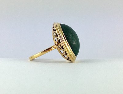 Bague Cabochon De Malachite Sur Or Jaune
