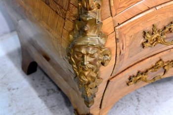 Tomb Commode In Marquetry Lxv Period Stamped De Mondon
