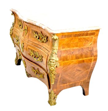 Tomb Commode In Marquetry Lxv Period Stamped De Mondon