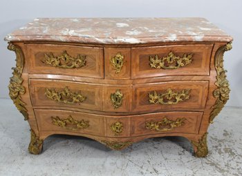 Tomb Commode In Marquetry Lxv Period Stamped De Mondon
