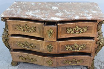 Tomb Commode In Marquetry Lxv Period Stamped De Mondon
