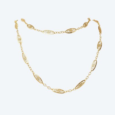 Necklace in 18-carat yellow gold with filigree mesh - 67 cm