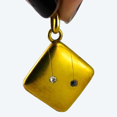 Opening Diamond & Sapphire Locket Pendant / Yellow Gold - Belle Epoque Sentimental Jewelry