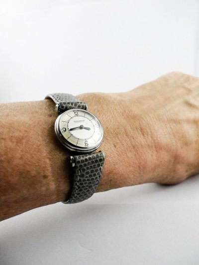 Jaeger-LeCoultre Duoplan Ladies' Small Watch, 1950s Style, Mechanical, Steel, on Leather