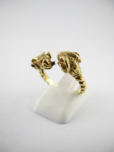 Antique Style Yellow Gold Ram Head Ring