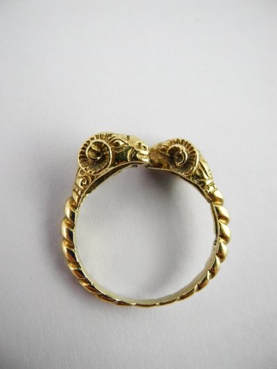 Antique Style Yellow Gold Ram Head Ring