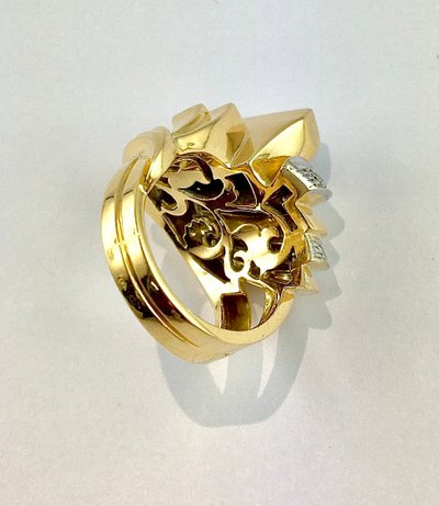 Bague Style Tank Diamants Sur Ors Rose Et Blanc