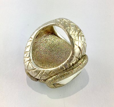 Bague Boule Estrosia Corail Perle et Résine sur Argent