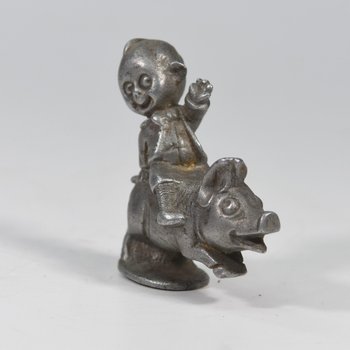 Jeannot Child Mascot On His Pig Radiator Cap 1930 Aluminum