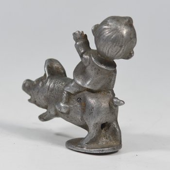 Jeannot Child Mascot On His Pig Radiator Cap 1930 Aluminum