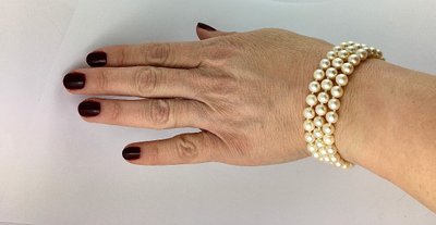 Bracelet Trois Rangs Perles De Culture Akoya Japonaises Fermoir Or Rose