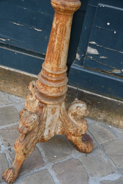 Large cast iron torchiere with griffins from the Restoration XIX period