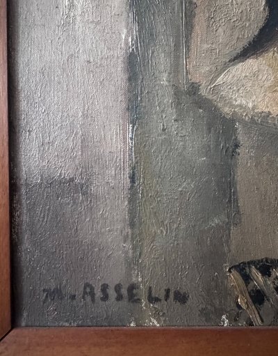 Maurice ASSELIN - Giovane donna che legge - Olio su tela