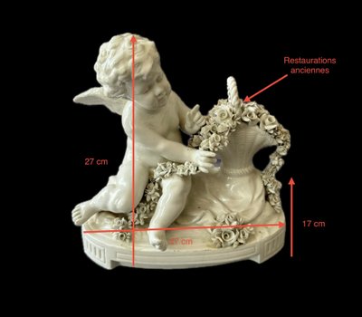 Winged love in Capodimonte porcelain