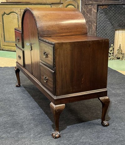 Credenza da bar inglese degli anni '30 in noce e mogano