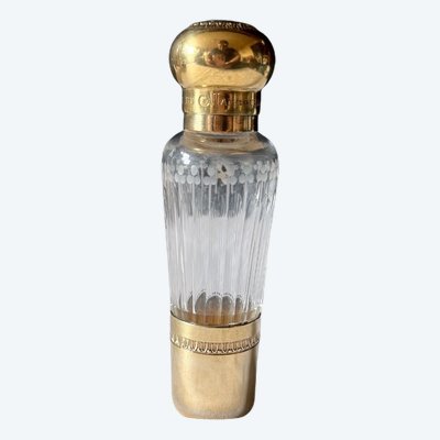 flacon à mélisse en cristal taillé et vermeil – Souvenir de Hambourg - Janvier 1899