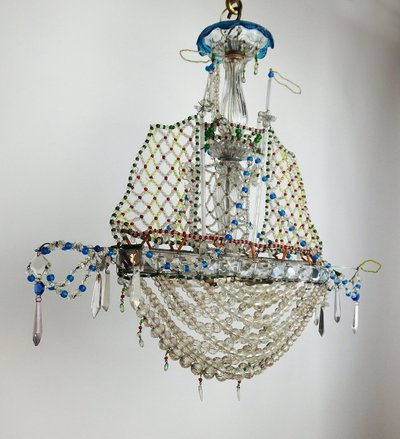 Glass bead boat chandelier