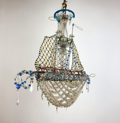 Glass bead boat chandelier