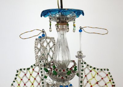 Glass bead boat chandelier