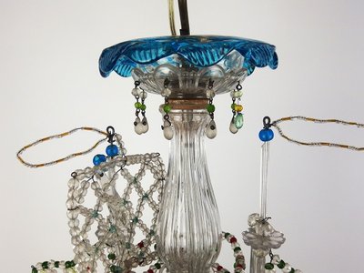 Glass bead boat chandelier