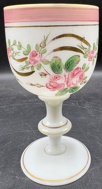 1930s SAINT LOUIS OGAMELED OPALINE CHALICE