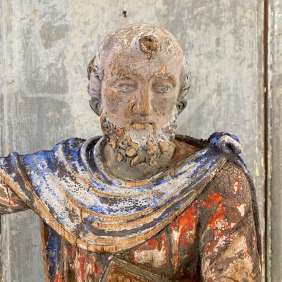 Saint en bois sculpté polychrome XVIII