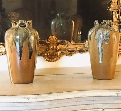 Paire de Vases en Grès, Signés, Années 1950/60