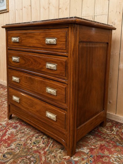Comò in stile Art Nouveau – Mogano e marmo – 1900-1910 circa