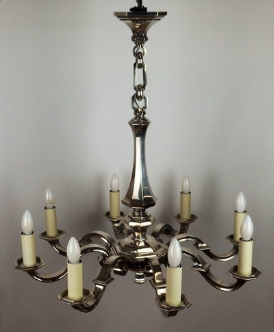 Art Deco chandelier in silvered bronze