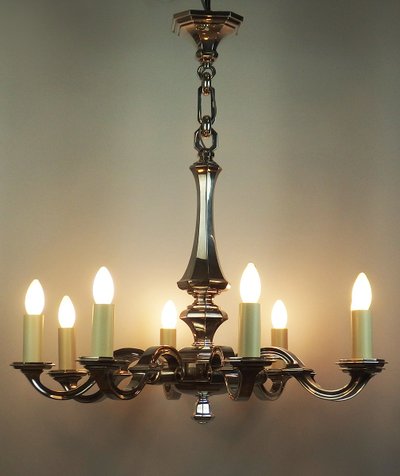 Art Deco chandelier in silvered bronze
