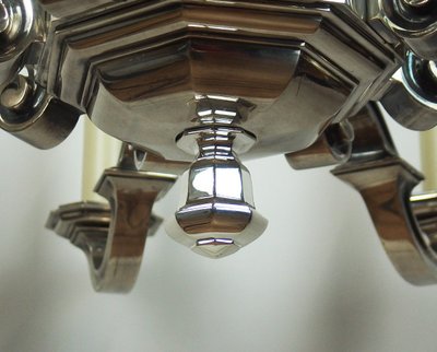 Art Deco chandelier in silvered bronze