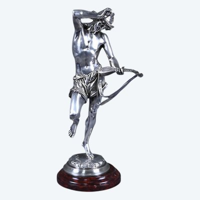 Versilberte Bronzefigur „Der neapolitanische Mandolinenspieler“, signiert A. CARRIER – Teil 2, 19. Jahrhundert