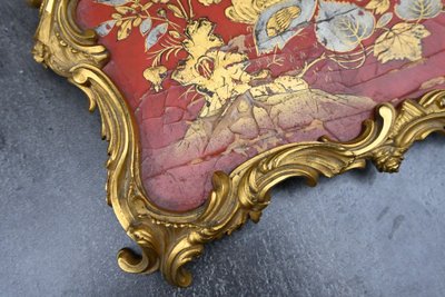 Elegante calamaio in bronzo e lacca cinese in stile Luigi XV.