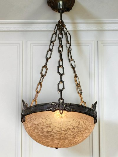 Art Deco Bronze Pendant Light
