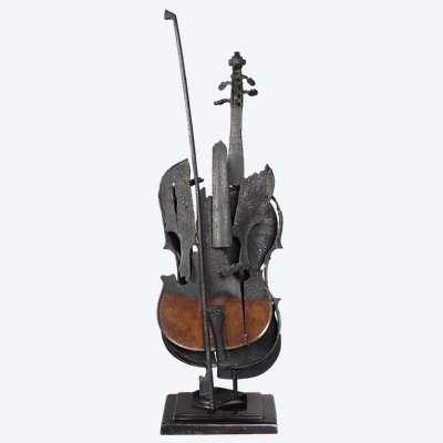 ARMAN 1928/2005, Bronze, 72 cm, Gebrannte Violine