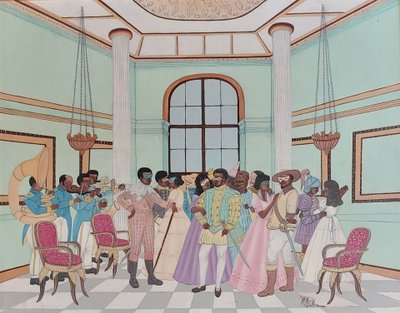 Michel M. Obin (1949 - ..) - Reception - oil on panel - Haiti -